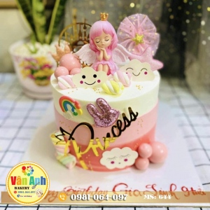 Bánh kem công chúa thiên thần bóng hồng mừng sinh nhật con Gia Linh 9 tuổi
